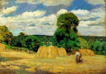  pissarro art painting - the harvest at montfoucault 1876 Camille Pissarro
